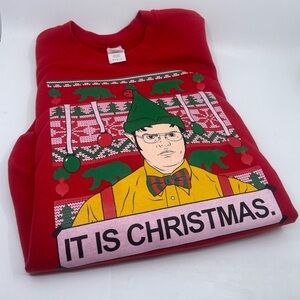 Dwight from the Office Elf Christmas Sweater - ugly Christmas sweater size M